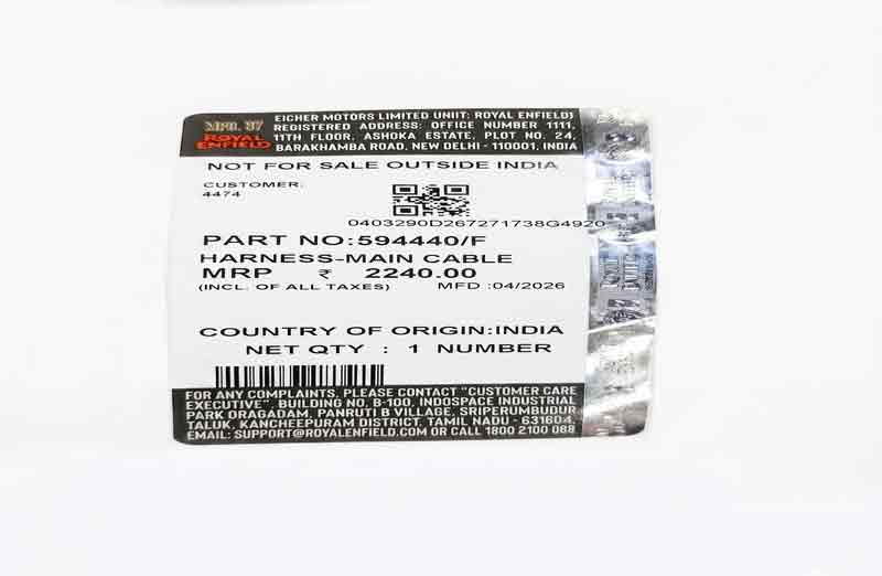 Royal Enfield Genuine Main Wiring Harness - Part No: 594440/F 1 Genuine Royal Enfield Main Wiring Harness 594440F for Thunderbird 350